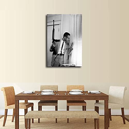 Malcolm x со пиштол класичен постер уметност слика печатење платно wallид домашна дневна соба декор фреска модерна училница кујна спална соба естетика декорација момчи?