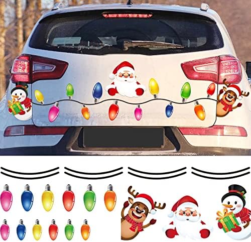 Среќен Божиќ Магнети Декор Рефлектирачки Автомобил Фрижидер Украси Божиќ Магнетни Налепници Божиќ Гаража Врата Налепници Сијалица