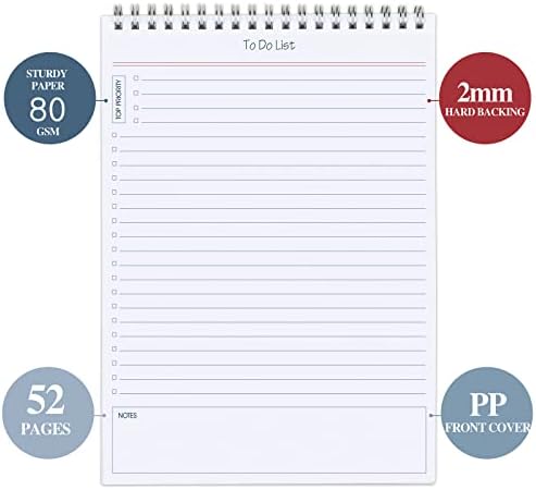 Да се ​​направи список Белешки минималистички - Дневен планер Белешка 60 листови солза, 5,5 x 8.3 Проверка на списокот со списоци за продуктивност