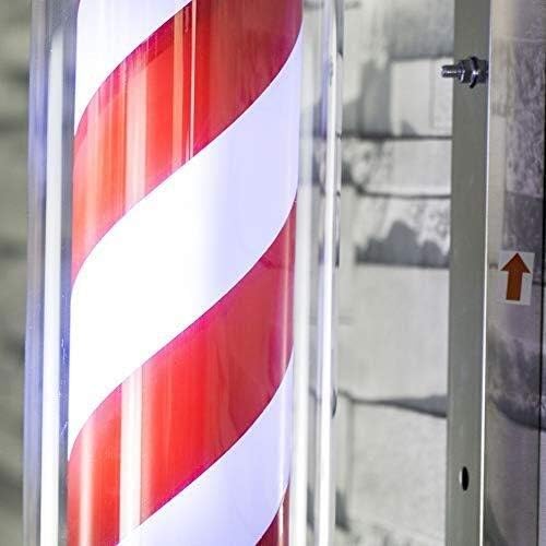 KQE Barber Shop LED LED класична хромирана предводена светлина ротирачка црвена бела лента wallидна ламба за фризерски салон/100x19x26cm