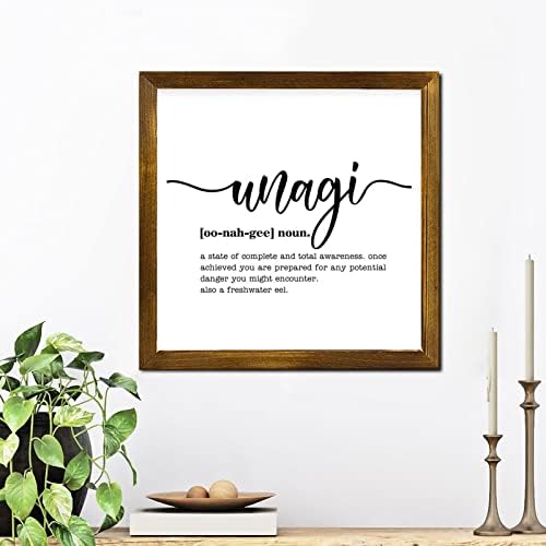 Unagi именка дефиниција типографија уметност печатење врамени дрвени знаци на плакета за опис на зборови, врамени знаци за дома Unagi Word Опис