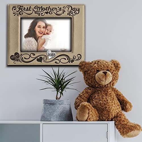 Бела БУСТА - 1-ви Рамка За Слика На Денот На Мајката - Мама И Јас-Прв Пат Мајка-Врежана Кожна Рамка За Слика