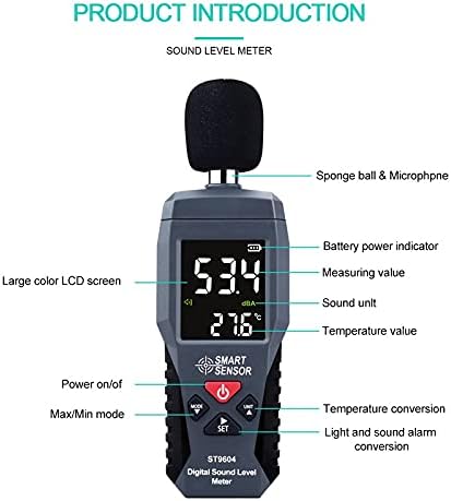 Мерење на мерачот на бучава на дигиталниот звук на UOEIDOSB 30-130dB DB Decibel Detector Audio Tester Metro Diagnostic-Tool Паметен