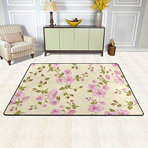 Colourlife Sakura цвета лесна површина меки килими за подот украс за детска соба дневна соба спална соба тепих душеци 72 x 48 инчи