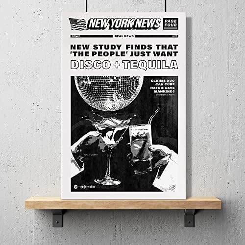 Ооана гроздобер музичка естетика постер отпечати смешно црно -бело Newујорк вести од платно, wallидна уметност хумор цитати постер