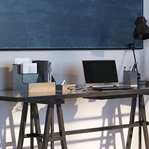 Hbcy Creations Rustic Galvanized Desk Organizer Set, 3 парчиња рустикален организатор на пошта за работна површина - одлично