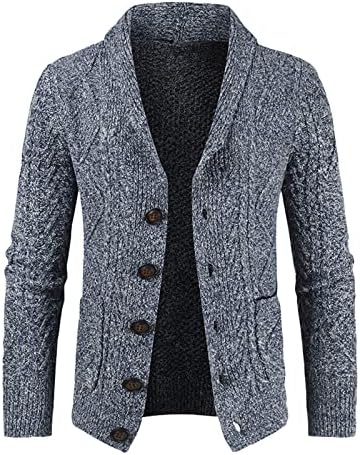 Јакна за мажи моден лаптол случајно кардиган палто со долг ракав тенок плетен џемпер јакни