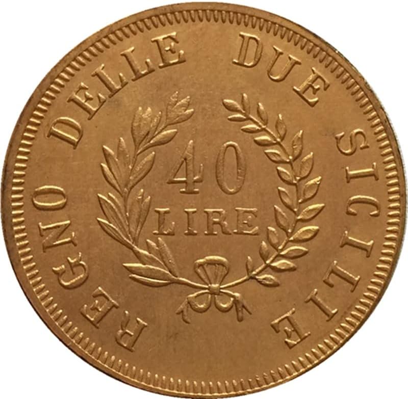 1813 Италијански Монета 40 Лира Чист Бакар Позлатени Антички Сребрен Долар Монета Занает Колекција