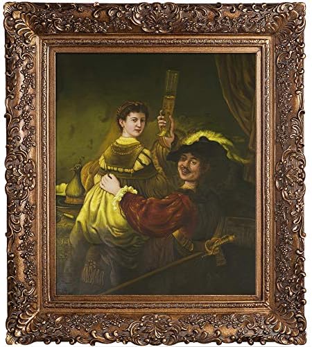Overstockart Rembrandt and Saskia во параболата на блудниот син врамена нафта репродукција на оригинално сликарство од Рембрант, рамка на Бургеон, фасада на органска шема со злат?
