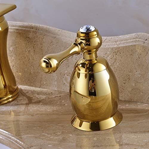 Чен кујна чешма луксузен дизајн златен широко распространет двојна рачка басен тапа палуба монтиран водопад миксер миксер кран славини