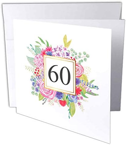 3дроза Цветен Број 60 Прославувајќи 60 Години 60-ти Роденден или Годишнина-Честитка, 6 на 6 инчи