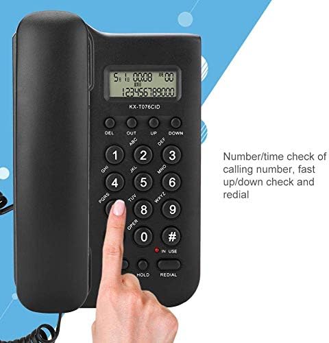 Yoidesu KX-T076 Wired Telefone Fandline The Fandline Телефон со лична карта на повикувач, монтиран телефон за домашен телефон, монтиран
