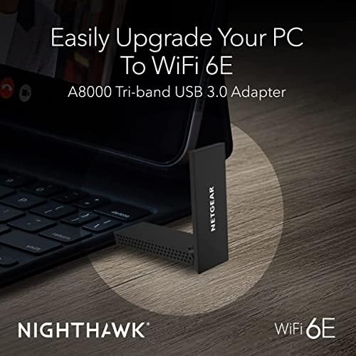 Netgear Nighthawk WiFi 6E USB 3.0 Адаптер | AXE3000 Три-Бенд Безжична Гигабитна Брзина | Нов 6ghz Бенд | За WINDOWS КОМПЈУТЕР