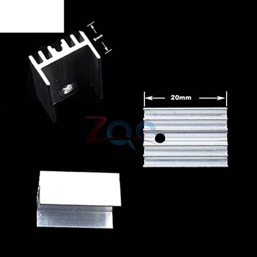 10-тина до-220 Сребрен топлински мијалник за топлина за регулатор на напон или ладилник за ладење MOSFET TO220 20x15x10mm