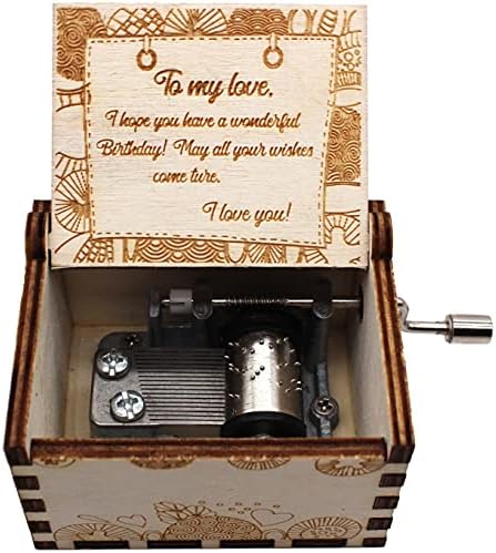 Укебобо дрвена музика кутија- Среќен роденденски музички кутија, подароци за 21-ви роденден, 21 година украси за роденденска забава-