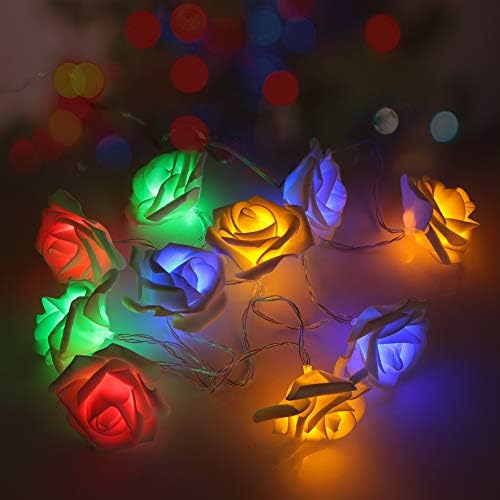 Nuobesty Night Light LED Божиќни низа светла 10 Leds Rose XMAS TROE USB Garland Fairy Libils Fence String Lamp Надворешно декорација