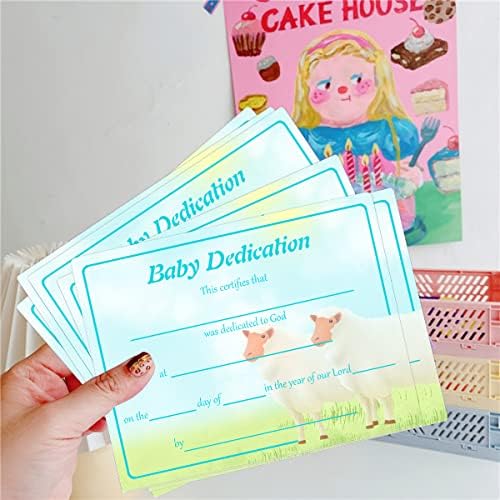 Сертификат Бебе Посветеност Картичка 11 х 8.5 инчен Крштевање Бебе Посветеност Сертификат Со Бебе Јагне Бебе Посветеност Сертификат Картичка