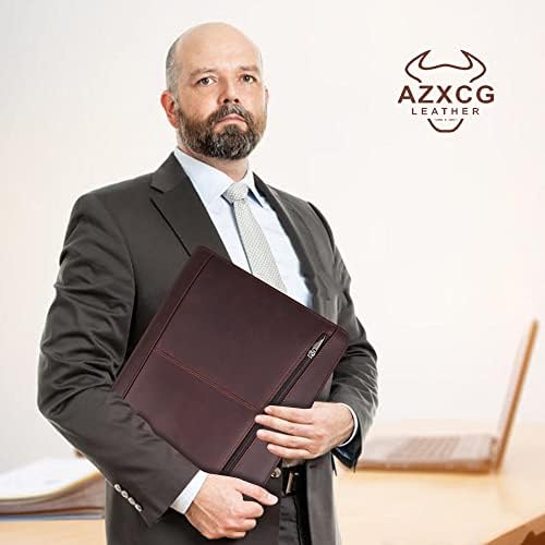 Azxcg Кожено Портфолио, Професионален Организатор На Падфолио Фолио, Деловна Торбичка За Носење, Продолжува Документи Папки, Таблет