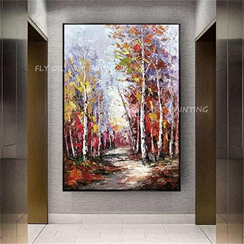 XJJZS есенски пејзаж масло за сликање дома декорација рачно насликана улична ламба масло сликање дневна соба уметнички дела