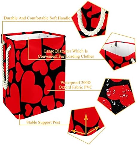Црвена Љубов Срце Во Црна Позадина Големи Перење Попречува Водоотпорен Склопувачки Облека Попречува Кошница За Облека Играчка