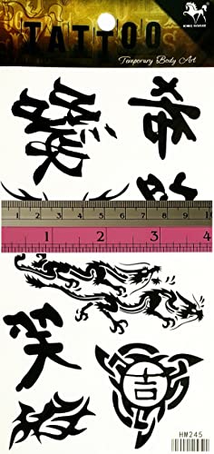 Јапонски кинески цитати змеј привремени тетоважи за мажи, жени дизајнираат украси, секси лажни забави, налепници 3Д тетоважи за