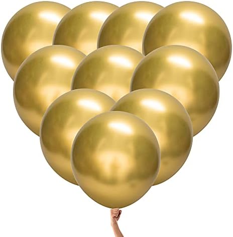18 Инчни Златни Балони 10 парчиња За Забава Хром Метални Балони За Роденден Свадба Ангажман Годишнина Божиќ Фестивал Пикник