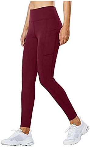 Женски јога панталони со џебови со висока половината за контрола на стомакот, тесни вклопувања во салата Атлетски хеланки кои работат тренингот
