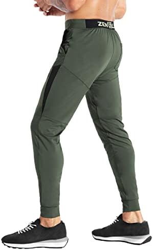 Зенвил Менс лесен тренингот џогерски панталони, машки обични тенок атлетски џемпери со џеб од патент