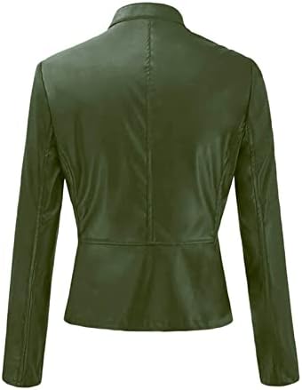 Женски јакни црна кожа блејзер женски зимски исечени пуфери јакна зелена кожна јакна кожа јакна жени плус големина женски кожен моторцикл јакна