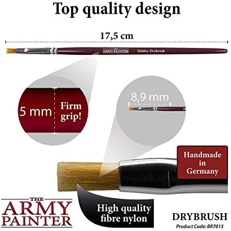 Четка за армиски сликар: Drybrush - хоби минијатурна манекенка боја сет со синтетичка најлонска коса - четки за модели и минијатурни четки за боја