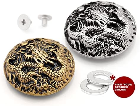 CraftMemore 2 парчиња 1-3/8 инчи кинески змеј монети кончо завртка за занаетчиски украси за занаети CHS15