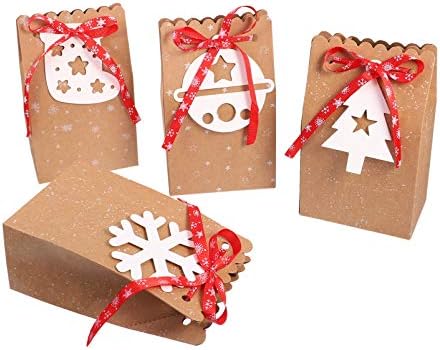 НУОБЕСТИ 12 парчиња Кеси Избрани Торби За Фаворизирање Крафт Хартија Ознаки Божиќни Торби За Божиќни Забави