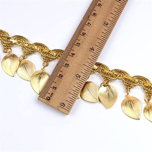 Leige Gold Lace Trims fringe лисја од лисја од тасела лента за свадбени забавни фустани за шиење додатоци за шиење DIY