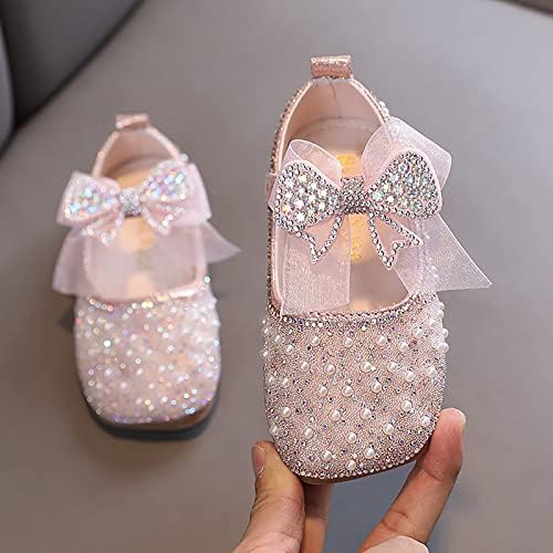 Перформанси танцувачки чевли за девојчиња Девојки чевли бисер ригистони кои сјаат деца принцези чевли црвени бебешки чевли