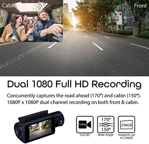 Рексинг V3 Двојна Камера Предна И Внатрешна Кабина Целосна HD 1080p Со WiFi И Вграден GPS