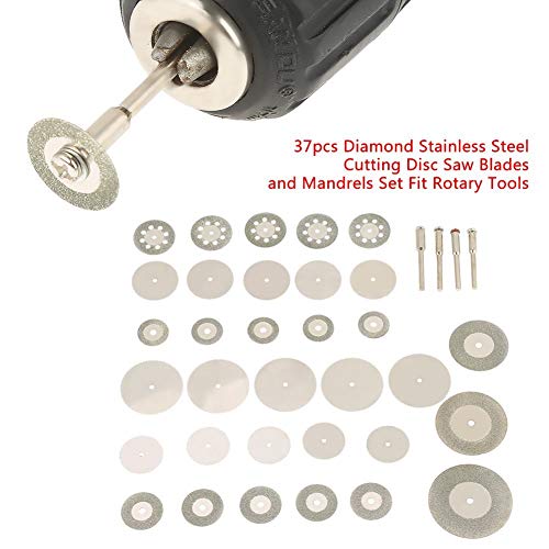 37 парчиња дијамантски дискови од не'рѓосувачки челик сечење на тркалото за сечење на тркалото за сечење на тркала за пила и мандери