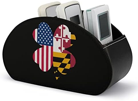 Американски државен знаме Мериленд знаме Шамрок Далечински управувач на ТВ -контролата на кутијата за складирање на кожни кутии со