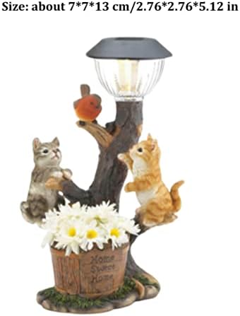 Еиофлија соларна градина украс лесна смола мачки статуи соларни светла за внатрешен двор од тревници тремот езерце градинарски украси