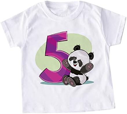 Момчиња за деца девојчиња летни кратки ракави панда цртани филмови маички врвови за надворешна облека симпатична летна кошула момче