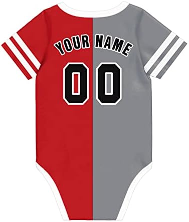 Облека за бебиња за бебиња за бејзбол дрес на дрес Сплит мода персонализирано име и број унисекс бебешка облека