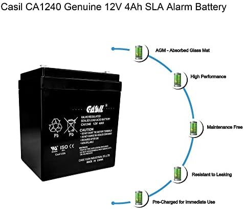 Casil Genuine CA1240 12V 4AH SLA Alarm Alarm Battery за ADI ADEMCO 467, ADT 804302 12V 4.5AH, безбедносна панел DSC, Power Patrol