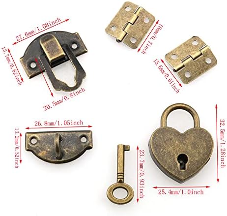 DGBRSM 27 x 30мм HASP бравата и мини кутии со завртки и Loveубовни брави, античка бронза