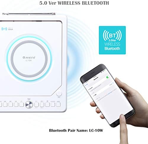 G Keni CD Player Dual Alarm Clock Radio, Bluetooth Boombox со далечинско, 10W брзо безжично полнење, дигитално FM радио, MP3/USB