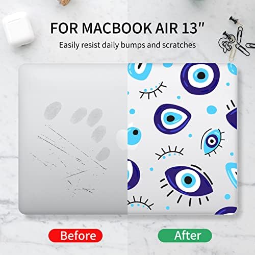 Seorsok Компатибилен со MacBook Air 13 Inch Case 2020 2019 2018 Објави A1932 A2179 M1 A2337 ID на допир, цртан филм сини зли очи кристално