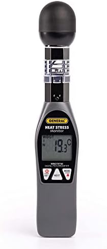 Општи алатки Рачен монитор за стрес на топлина WBGT8758, 32 ° до 122 ° F, 0 до RH, 35 x 40 mm месинг црна топка