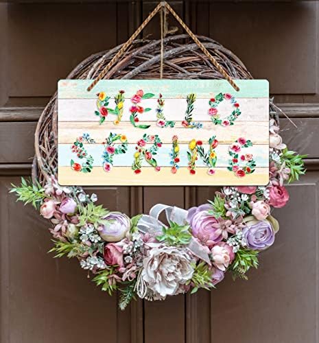 Waahome цвет здраво пролетен знак Венец за декор на влезната врата, двојно еднострани украси на Велигденска врата, 6 x12 пролетен велигденски