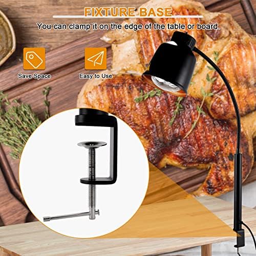 Ymjoinmx преносна храна топлинска ламба со тела база 250W сијалица за храна ресторан или домашна кујна за греење на храна за греење