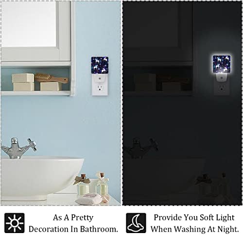 2 пакувања LED ноќно светло автоматско/вклучено/исклучување на прекинувачот, Еднорог Цветна шема идеална за спална соба, бања,