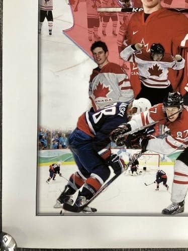 Сидни Крозби потпиша платно 25х29 Канада Питсбург пингвини хокеј автоматски jsa hof - автограмирана NHL уметност