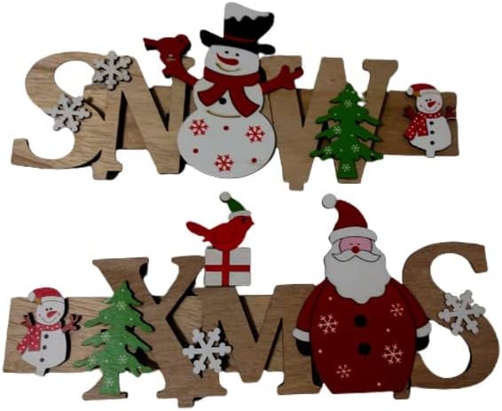 2 Piezas de Decoración de Mesa de Navidad de Madera Para interiores, Decoración del Hogar de Snowman Y Christmas, Regalo de navidad de madera